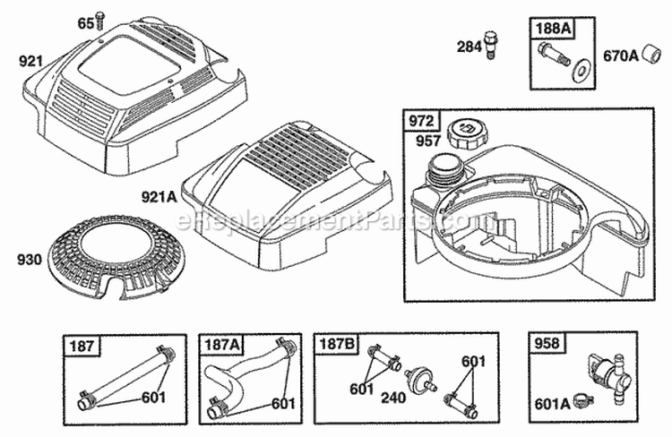 Fuel Tank Grp Diagram and Parts List for 12S802-0844-01  Briggs and Stratton Engine